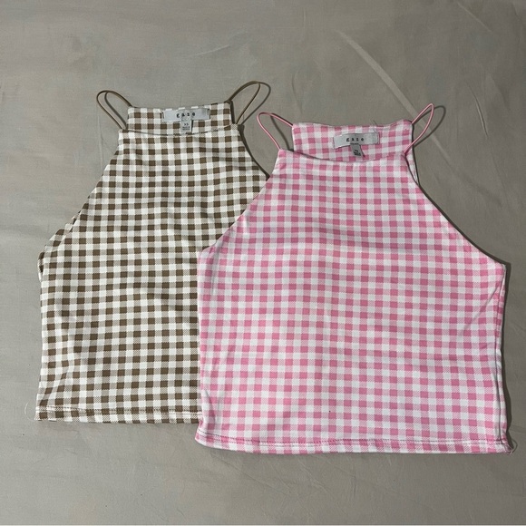 gaze Tops - 2 Pack Plaid Halter Top XS